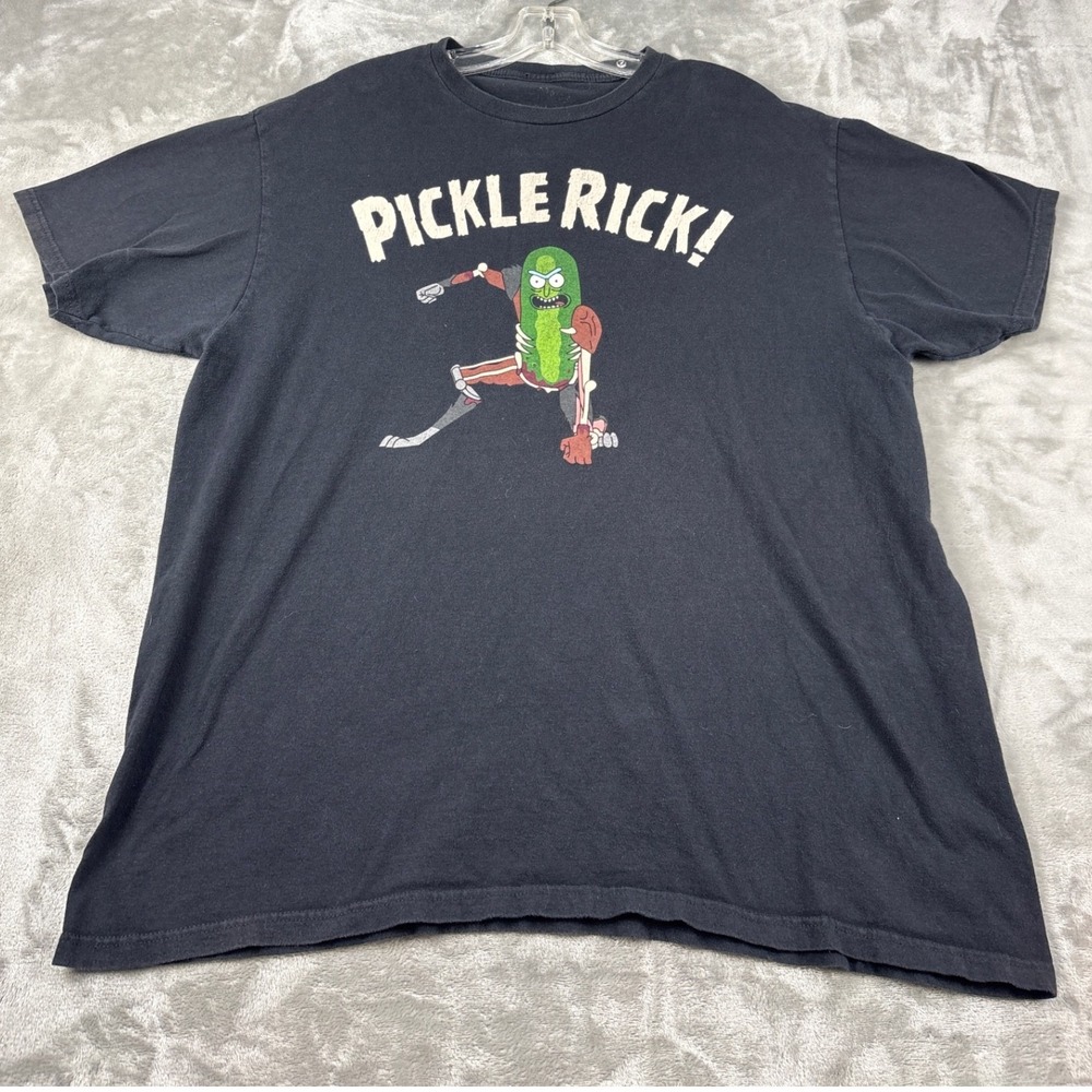 Rick and Morty Pickle Rick Graphic T-Shirt Mens XL Black Adult Swim Short Sleeve